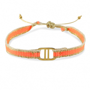 Armb&auml;nder Schmuckband mit Rostfrei Stahl Zwischenst&uuml;ck Orange-gold