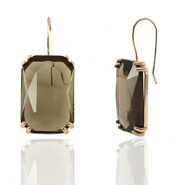Ohrringe / Ohrstecker aus Kristallglas Rechteck Brown-gold