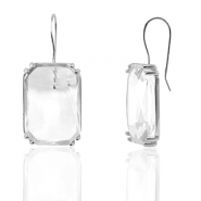 Ohrringe / Ohrstecker aus Kristallglas Rechteck Crystal-silver
