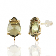 Ohrringe / Ohrstecker aus Kristallglas mit &Ouml;se Tropfen Brown-gold