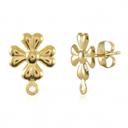 Stainless Steel - Rostfrei Stahl Schmuckzubehör Ohrringe / Ohrstecker Blume mit Öse Gold