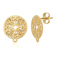 Stainless Steel - Rostfrei Stahl Schmuckzubehör Ohrringe / Ohrstecker 14mm mit Öse Gold