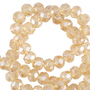 Top Glas Facett Perlen 6x4mm rondellen Marigold yellow-pearl shine coating