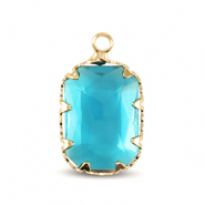Anhänger Kristallglas Rechteck Aquamarine blue-gold