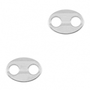 Metall Anh&auml;nger DQ Zwischenst&uuml;ck oval Antik silber (Nickelfrei)