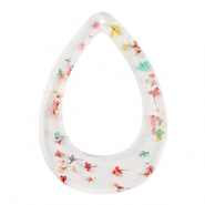 Resin Anhänger mit getrockneter Blume Tropfen Gold-multicolour