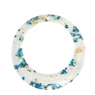 Resin Anhänger mit getrockneter Blume 39mm Blue-gold