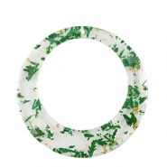 Resin Anhänger mit getrockneter Blume 39mm Green-gold