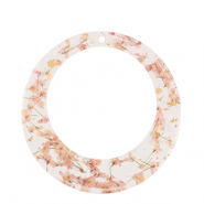 Resin Anhänger mit getrockneter Blume 39mm Gold-Light Pink