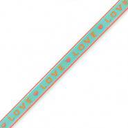 Schmuckband mit Text "love" Turquoise-orange