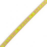 Schmuckband mit Text "follow your dreams" Paisley purple-lime green