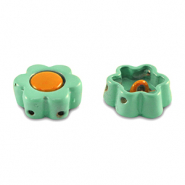Tile beads Blume Turquoise-orange