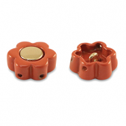 Tile beads Blume Coral red-gold