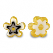 Millefiori-Perlen Blume Ochre yellow