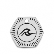 Stainless Steel - Rostfrei Stahl Anhänger Welle Silber