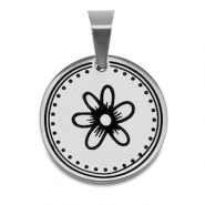 Stainless Steel - Rostfrei Stahl Anh&auml;nger Blume Silber
