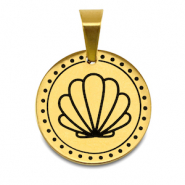 Stainless Steel - Rostfrei Stahl Anh&auml;nger Muschel Gold