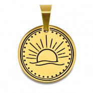 Stainless Steel - Rostfrei Stahl Anh&auml;nger Sonne Gold
