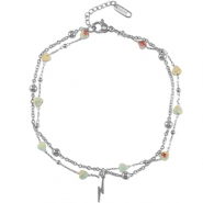 Fusskettchen aus Stainless Steel - Rostfreiem Stahl Stone Heart Silver-blue