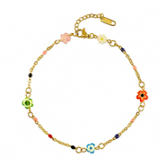 Armbänder aus Stainless Steel - Rostfreiem Stahl Millefiori Flower Gold-multicolour