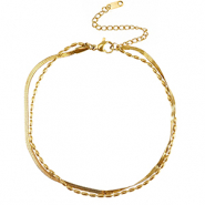 Fusskettchen aus Stainless Steel - Rostfreiem Stahl duo Layer Gold
