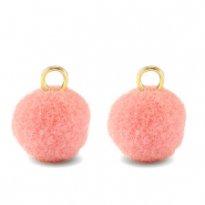 Pompom Anh&auml;nger mit &Ouml;se 10mm Gold-pink