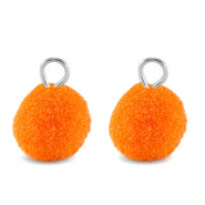 Pompom Anh&auml;nger mit &Ouml;se 10mm Silver-orange peel