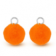 Pompom Anh&auml;nger mit &Ouml;se 10mm Silver-neon orange
