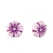 B&ouml;hmische Perlen Blume 7mm Imperial purple-white