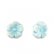 B&ouml;hmische Perlen Blume 7mm Light blue metallic-white