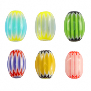 Millefiori-Perlen Tube Multicolour green-yellow