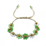Facett Glas Armb&auml;nd Blume Multicolour green-transparent white