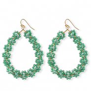 Top Facett Perlen Ohrringe Tropfen Gold-ocean green