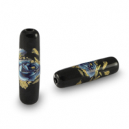 Glasperlen Tube Blume Black-blue