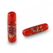 Glasperlen Tube Blume Red-rose red