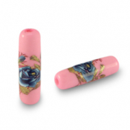 Glasperlen Tube Blume Pink-blue