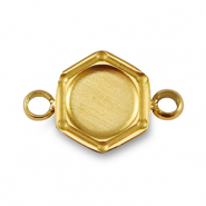 Geburtssteine Anh&auml;nger mit Fassung f&uuml;r SS16 Flatback aus Stainless Steel Gold