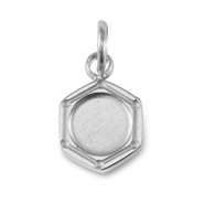 Geburtssteine Anh&auml;nger mit Fassung f&uuml;r SS16 Flatback aus Stainless Steel Silver