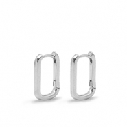 Metall Zubeh&ouml;r DQ Ohrringe Creolen Oval Silber (Nickelfrei)