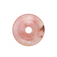 Naturstein Anhänger Glas Donut 25mm Pink-transparent