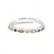 Brass TQ Metall Ring Zirkonia Silver-multicolour