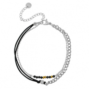 Armbänder aus Stainless Steel - Rostfreiem Stahl duo Layer Silver-black