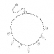Armbänder aus Stainless Steel - Rostfreiem Stahl Perlen Silver-pearl white