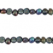 Süßwasserperlen Nugget 4-5mm Dark peacock blue