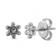 Ohrringe / Ohrstecker aus Stainless Steel - Rostfreiem Stahl blume Silver