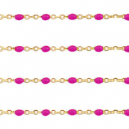 Stainless Steel - Rostfrei Stahl Schmuckzubehör Gliederkette 1mm Magenta pink-gold