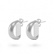 Brass TQ Metall Ohrstecker Silber