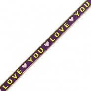 Schmuckband mit Text "love you" Purple-lime green