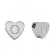 Stainless Steel - Rostfrei Stahl Perlen Herz Buchstaben O Silver