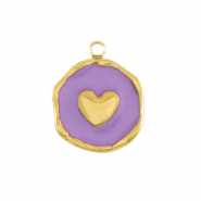 Stainless Steel - Rostfrei Stahl Anhänger Heart Gold-purple